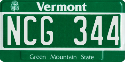 VT license plate NCG344