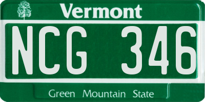 VT license plate NCG346
