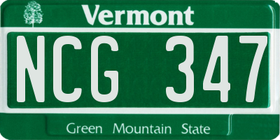 VT license plate NCG347