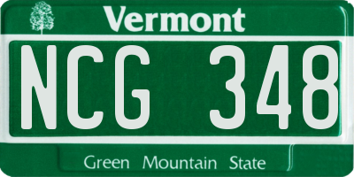 VT license plate NCG348