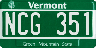 VT license plate NCG351