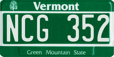 VT license plate NCG352
