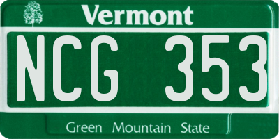 VT license plate NCG353