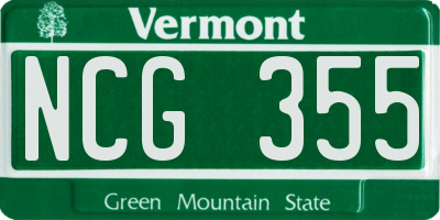 VT license plate NCG355