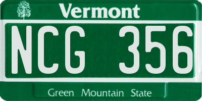 VT license plate NCG356