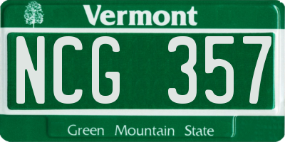 VT license plate NCG357