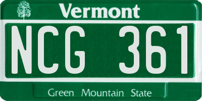 VT license plate NCG361