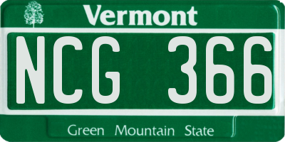 VT license plate NCG366