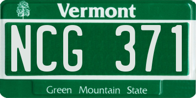 VT license plate NCG371