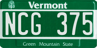 VT license plate NCG375