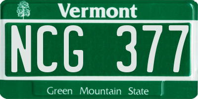 VT license plate NCG377