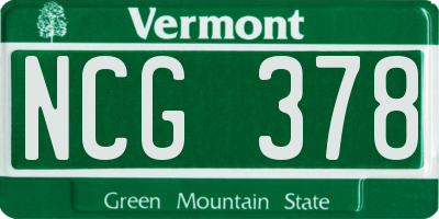 VT license plate NCG378
