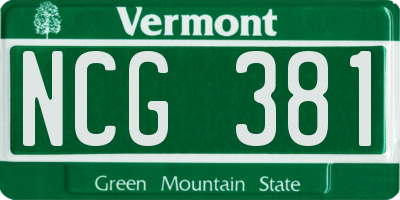 VT license plate NCG381