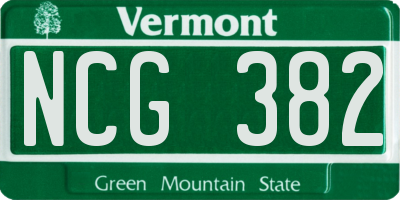 VT license plate NCG382