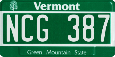 VT license plate NCG387