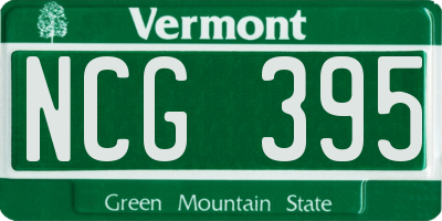 VT license plate NCG395