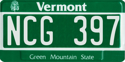 VT license plate NCG397