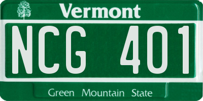 VT license plate NCG401
