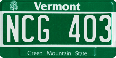 VT license plate NCG403