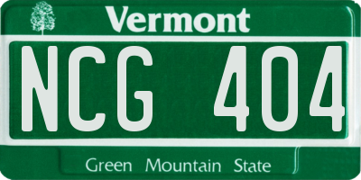 VT license plate NCG404