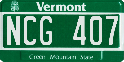 VT license plate NCG407