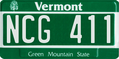 VT license plate NCG411