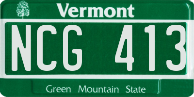 VT license plate NCG413