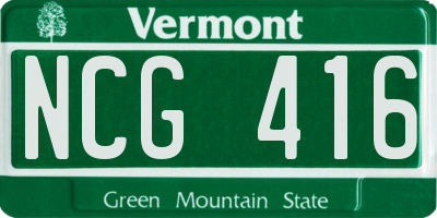 VT license plate NCG416