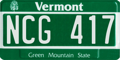 VT license plate NCG417