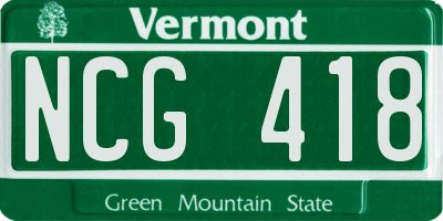 VT license plate NCG418