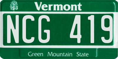 VT license plate NCG419