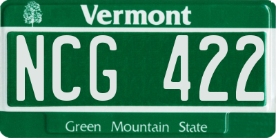 VT license plate NCG422