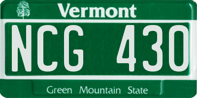 VT license plate NCG430