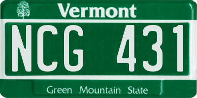 VT license plate NCG431