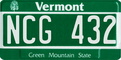 VT license plate NCG432