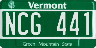 VT license plate NCG441
