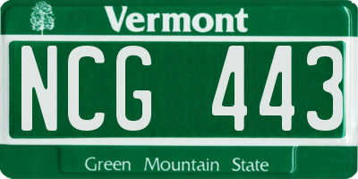 VT license plate NCG443