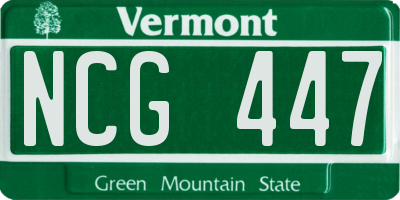 VT license plate NCG447