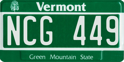 VT license plate NCG449