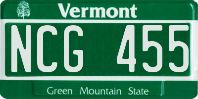 VT license plate NCG455
