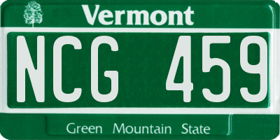 VT license plate NCG459