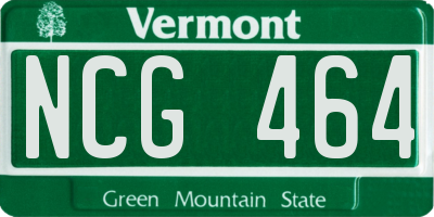 VT license plate NCG464
