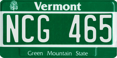 VT license plate NCG465