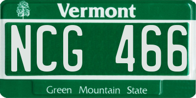 VT license plate NCG466