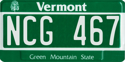 VT license plate NCG467