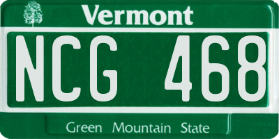 VT license plate NCG468
