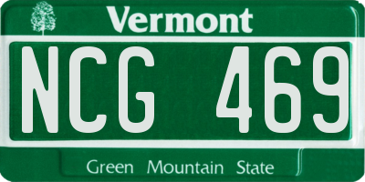 VT license plate NCG469
