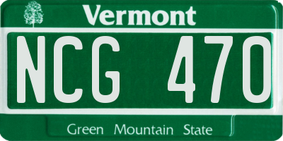 VT license plate NCG470
