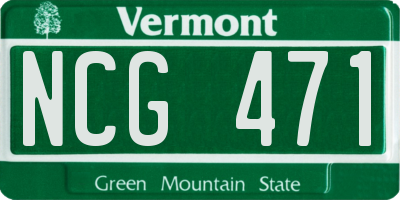 VT license plate NCG471