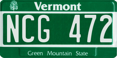 VT license plate NCG472